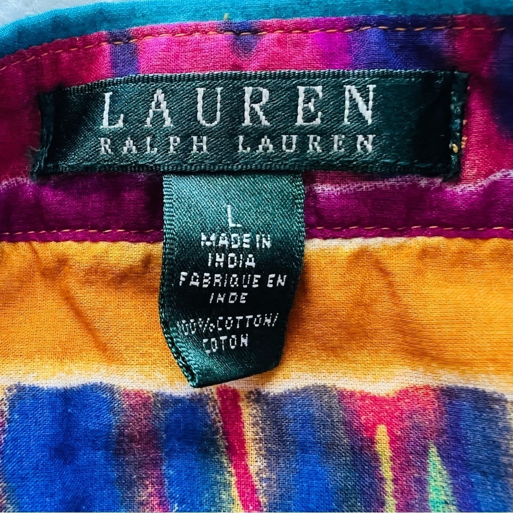 Vintage Lauren Ralph Lauren Multicolor Striped Button-Up Shirt Size L. - Picture 4 of 8